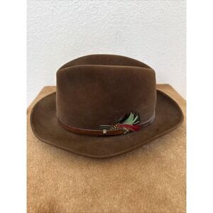 Vintage Shudde Bros Houston "Benton Mink" Fur Felt Hat Size 7 1/8 Brown